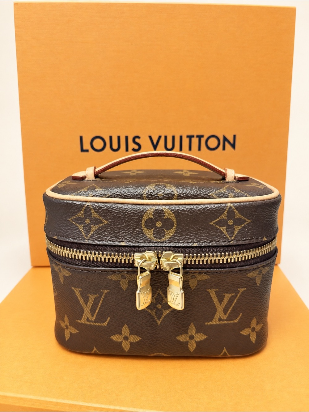 Louis Vuitton Brown Monogram Mini Vanity Case with Gold Hardware